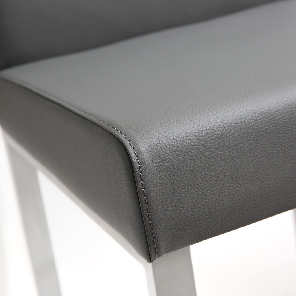 Denmark Performance Vegan Leather Stool with Silver Base - Set of 2