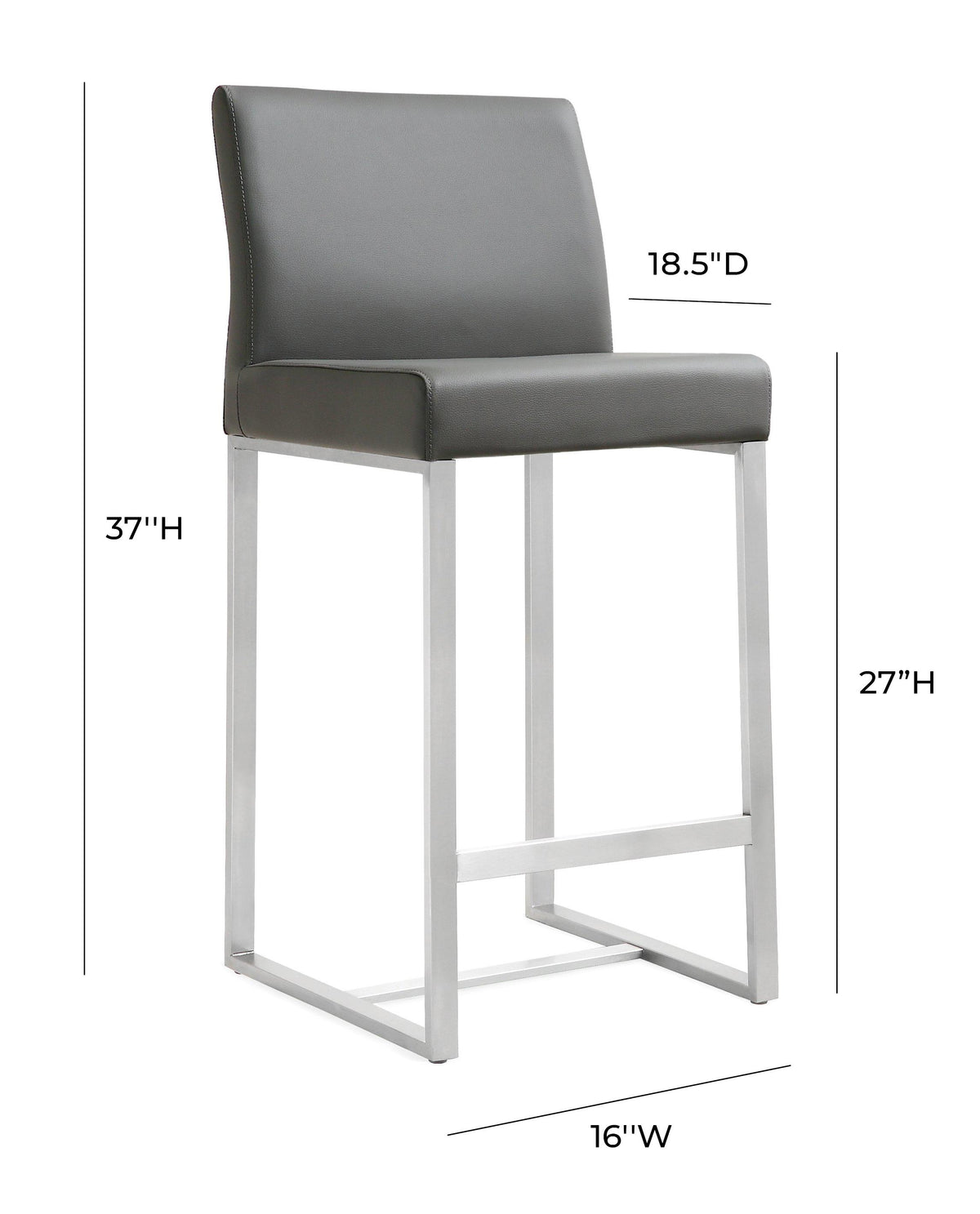 Denmark Performance Vegan Leather Stool with Silver Base - Set of 2