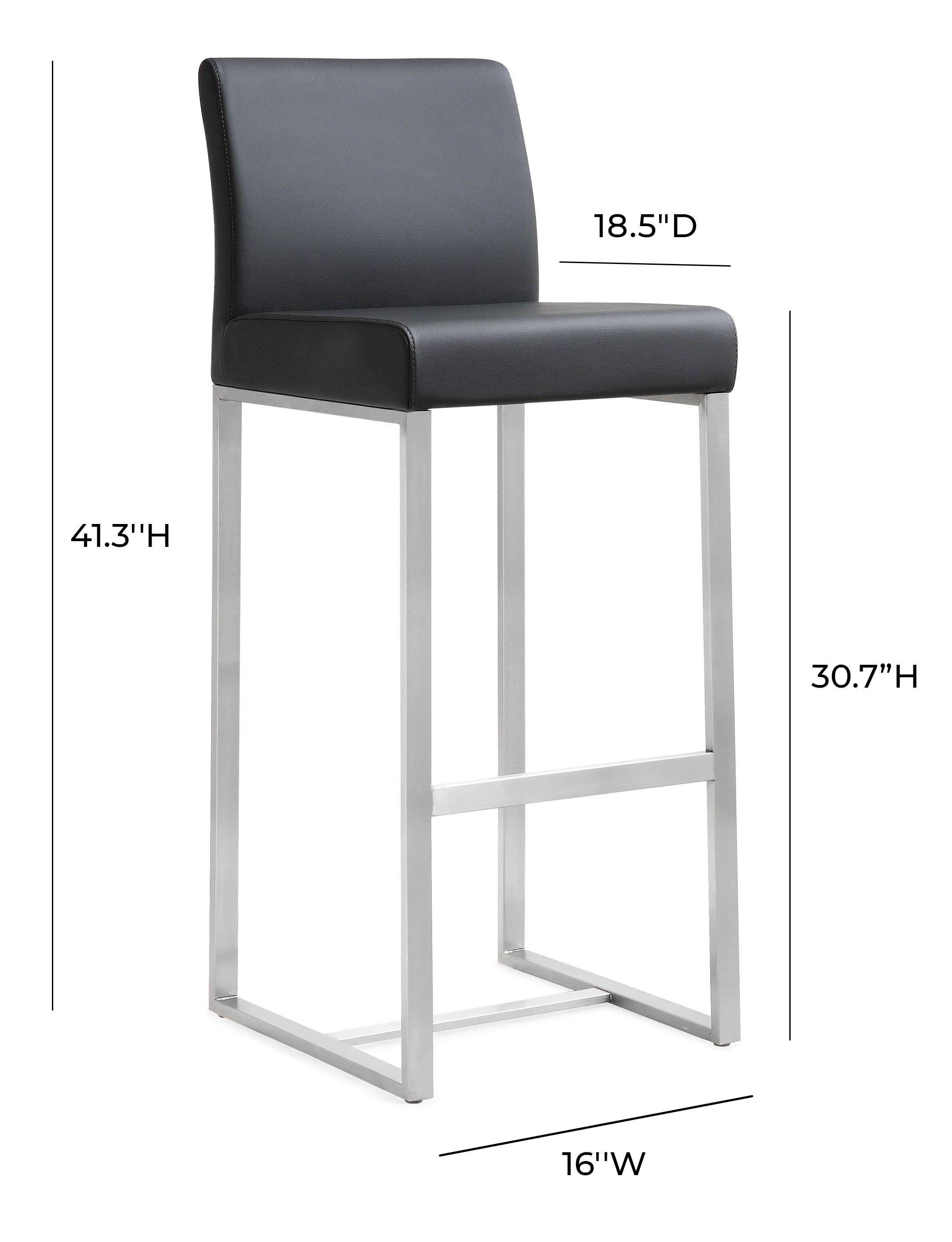 Denmark Performance Vegan Leather Stool with Silver Base - Set of 2