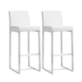 Denmark Performance Vegan Leather Stool with Silver Base - Set of 2
