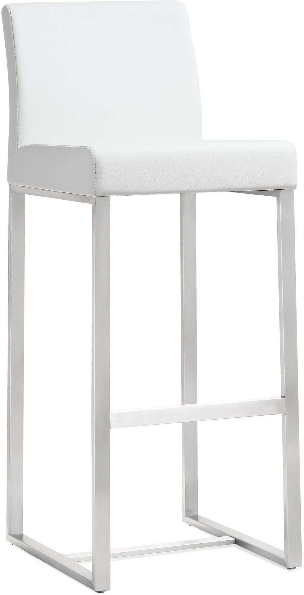 Denmark Performance Vegan Leather Stool with Silver Base - Set of 2