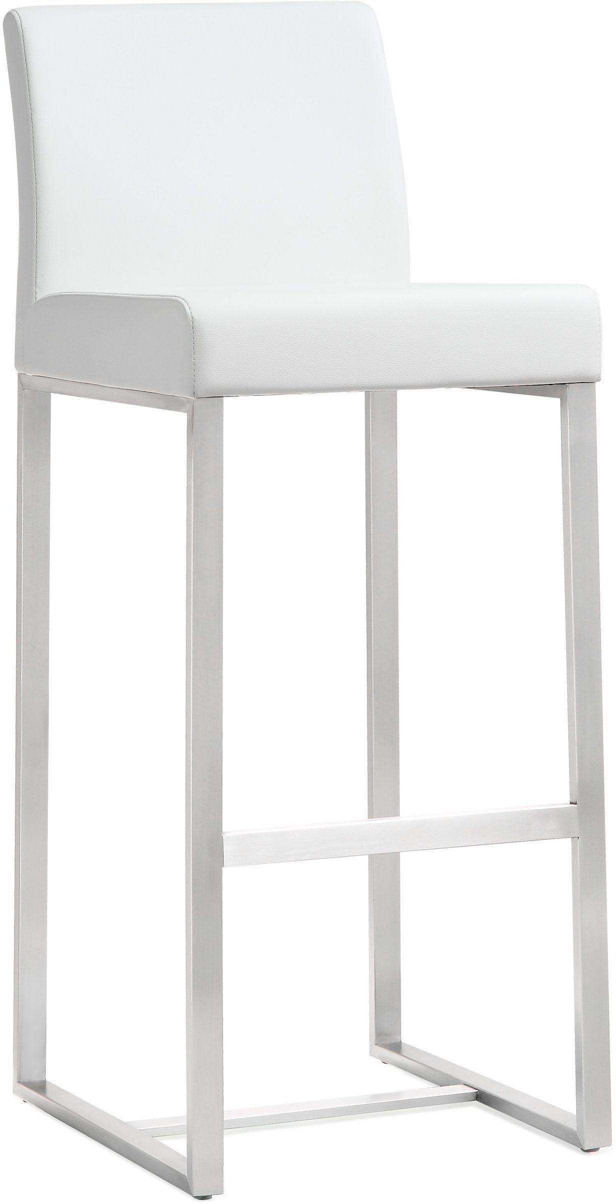 Denmark Performance Vegan Leather Stool with Silver Base - Set of 2