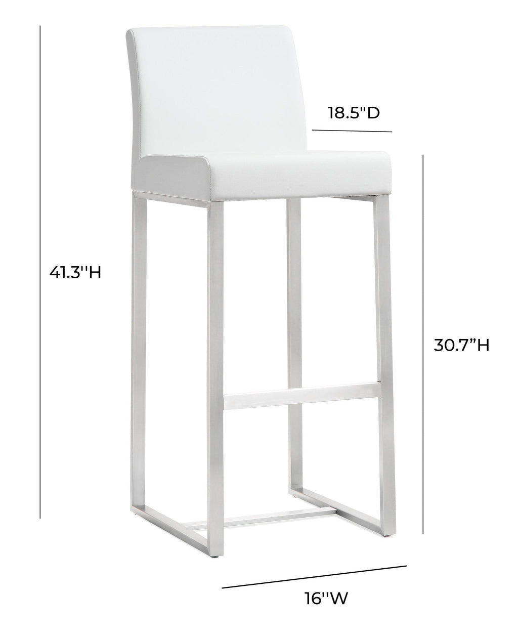 Denmark Performance Vegan Leather Stool with Silver Base - Set of 2