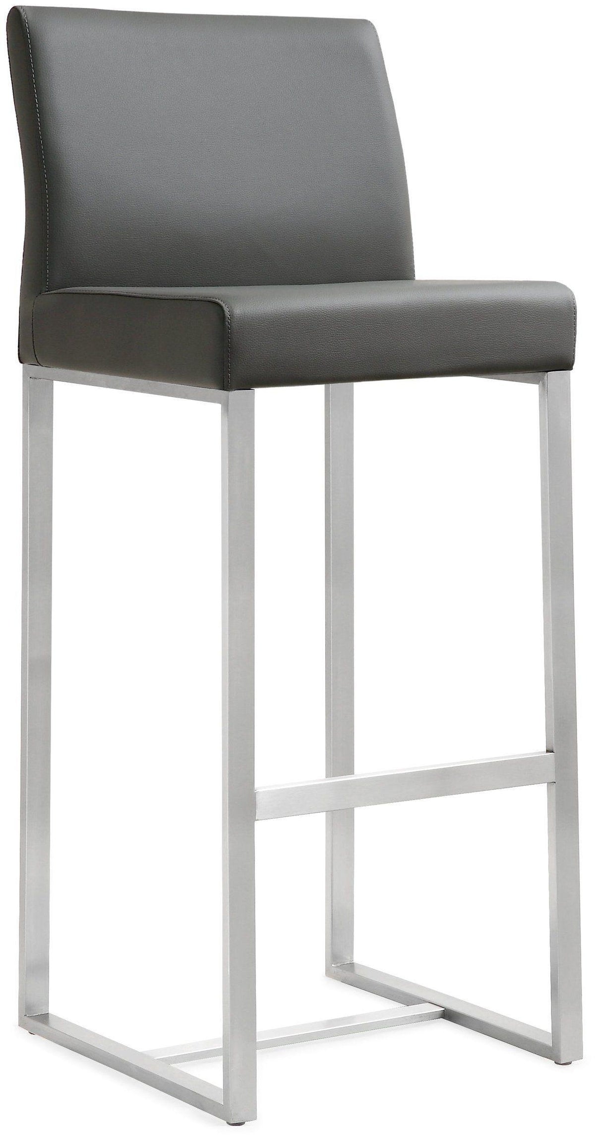 Denmark Performance Vegan Leather Stool with Silver Base - Set of 2