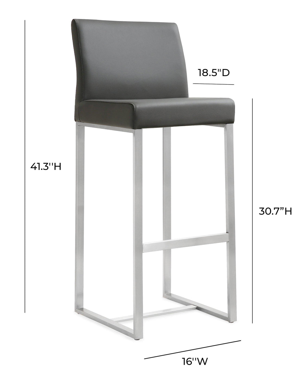 Denmark Performance Vegan Leather Stool with Silver Base - Set of 2