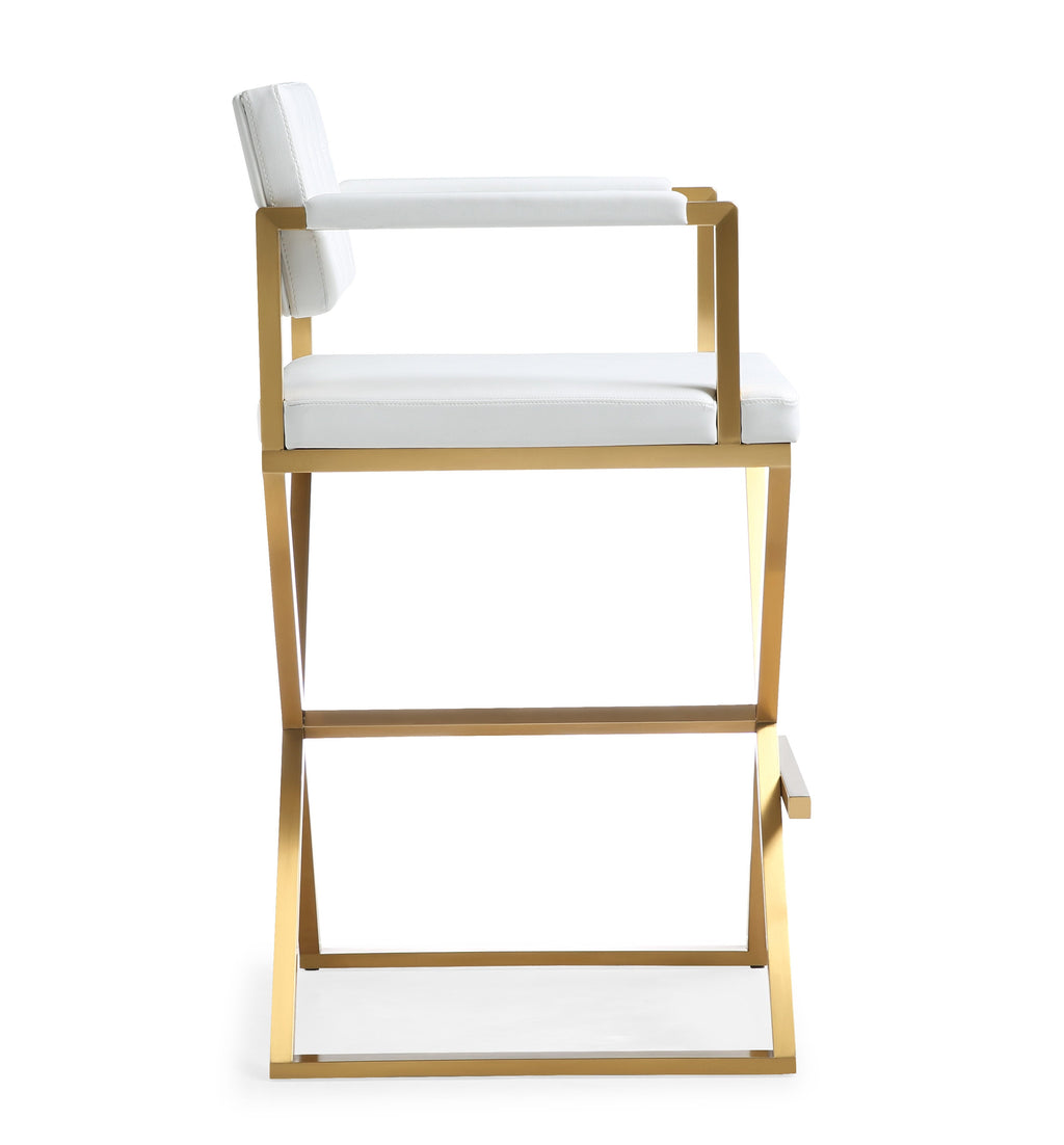 Director Performance Vegan Leather Stool with Gold Base