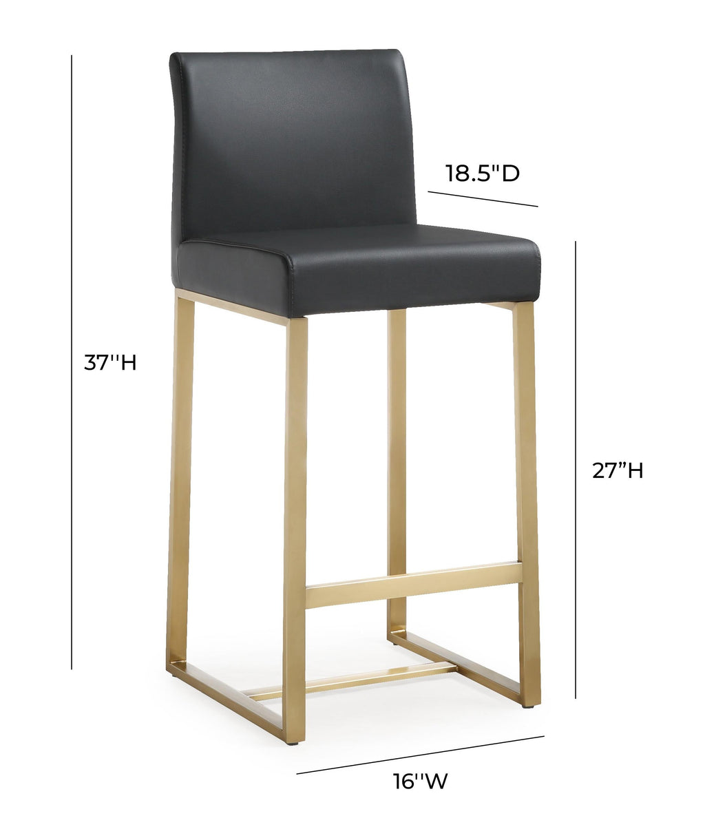 Denmark Performance Vegan Leather Stool with Gold Base - Set of 2