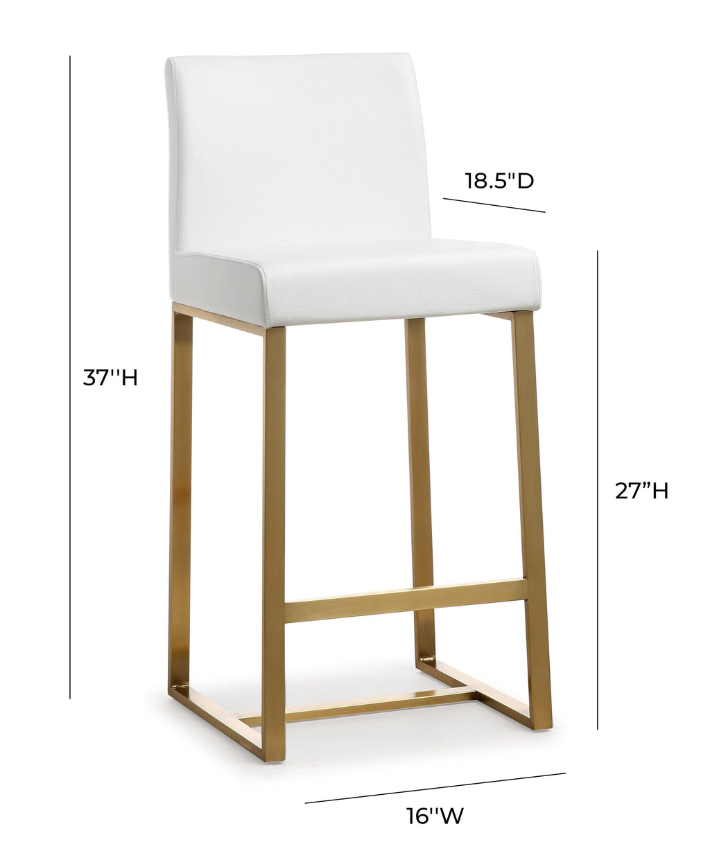 Denmark Performance Vegan Leather Stool with Gold Base - Set of 2