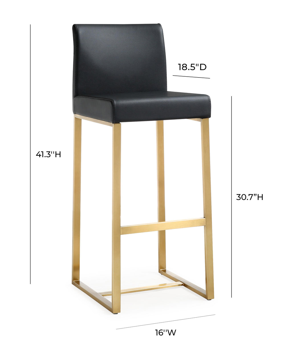 Denmark Performance Vegan Leather Stool with Gold Base - Set of 2