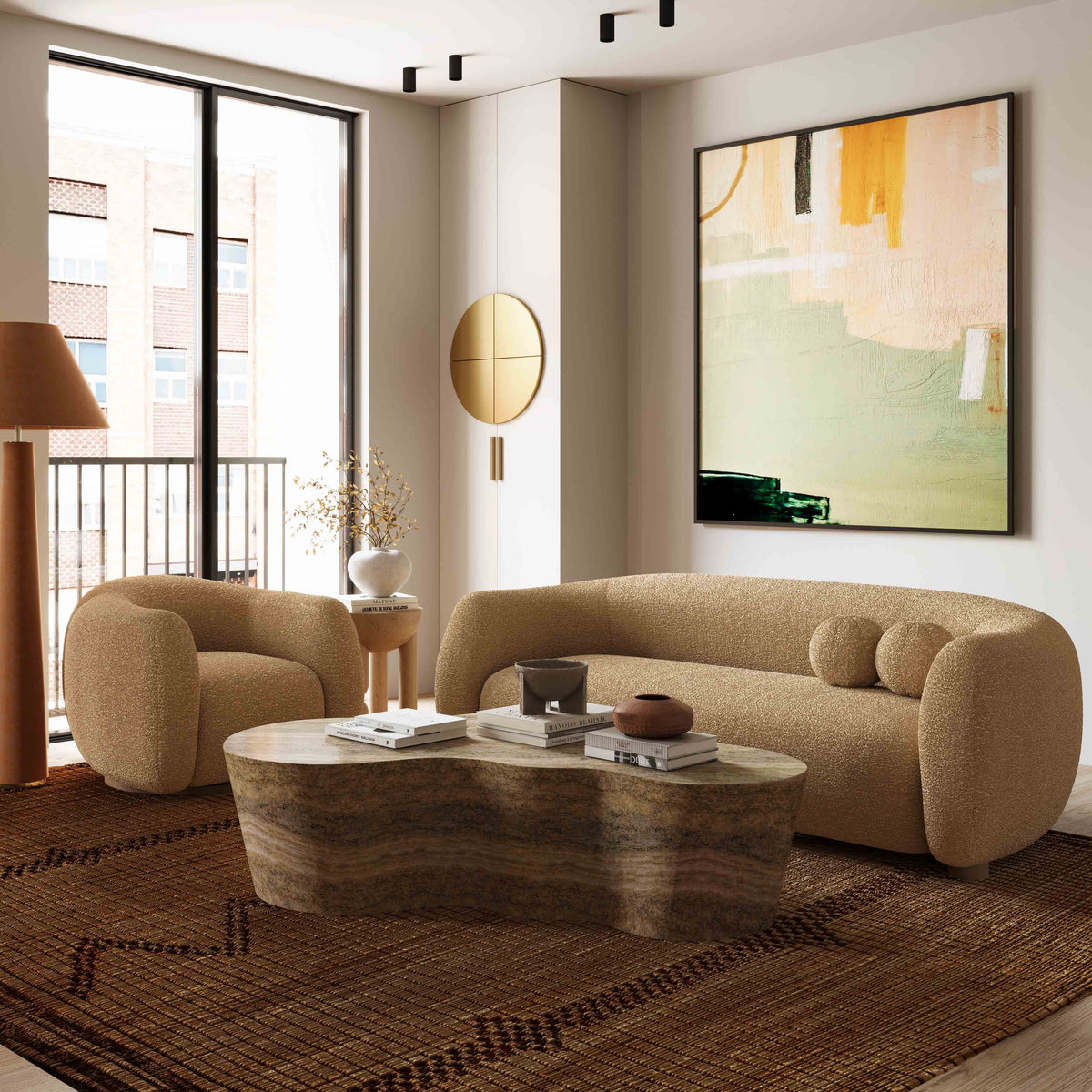 Judy Boucle Swivel Accent Chair