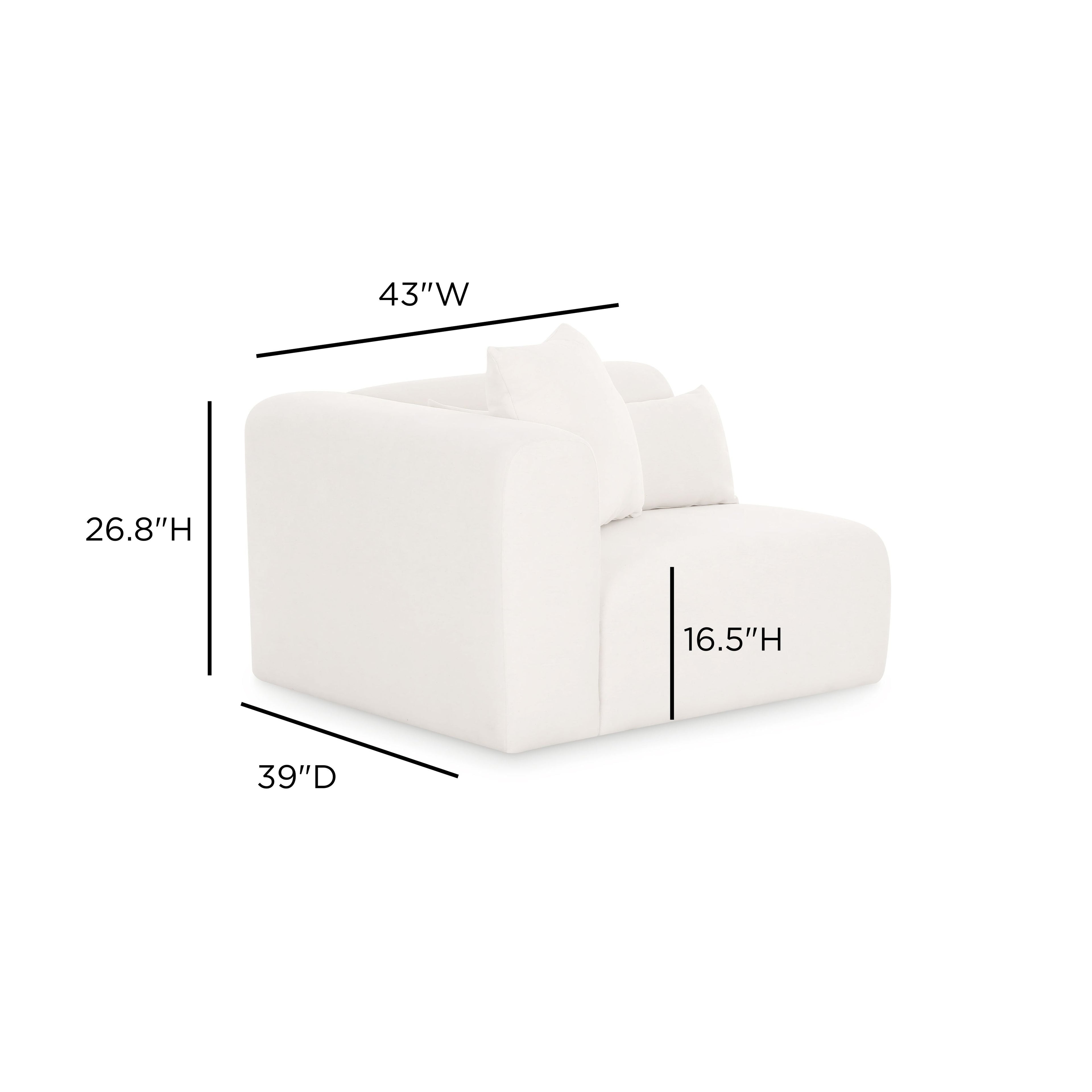 Tarra Cream Performance Chenille Modular Corner Chair