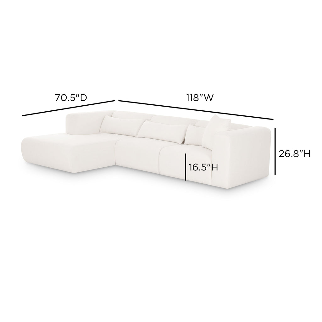 Tarra 3-Piece Cream Performance Chenille Modular Sectional