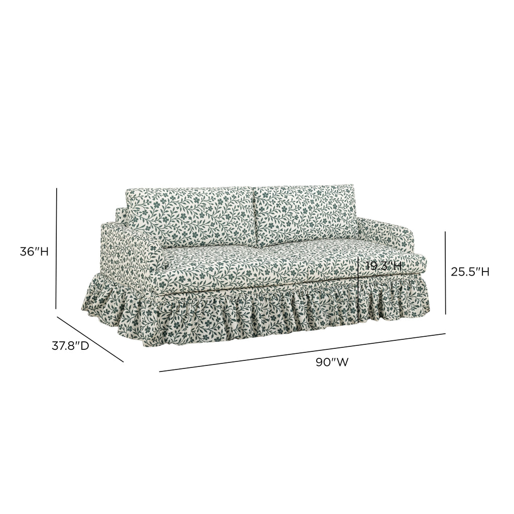 Gertrude 90" Floral Performance Linen Weave Sofa