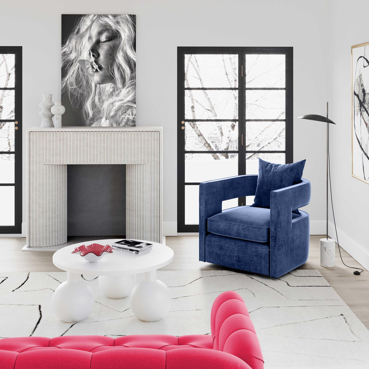 Kennedy Performance Velvet Swivel Accent Chair
