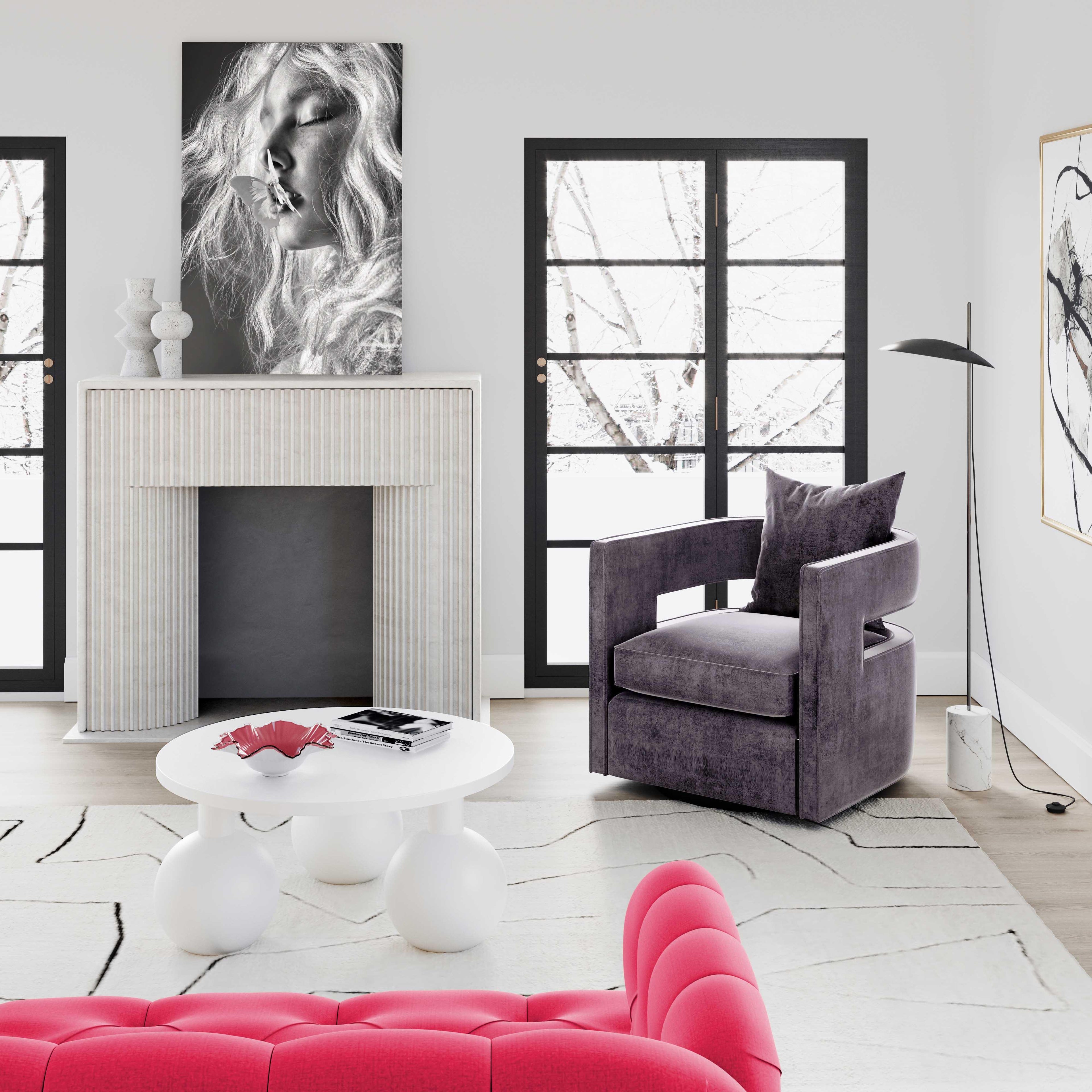 Kennedy Performance Velvet Swivel Accent Chair