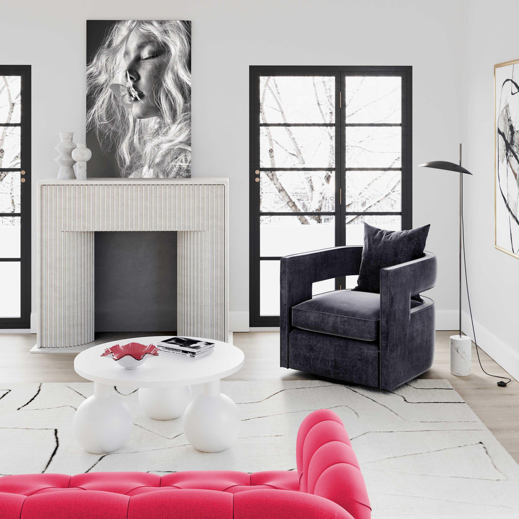 Kennedy Performance Velvet Swivel Accent Chair
