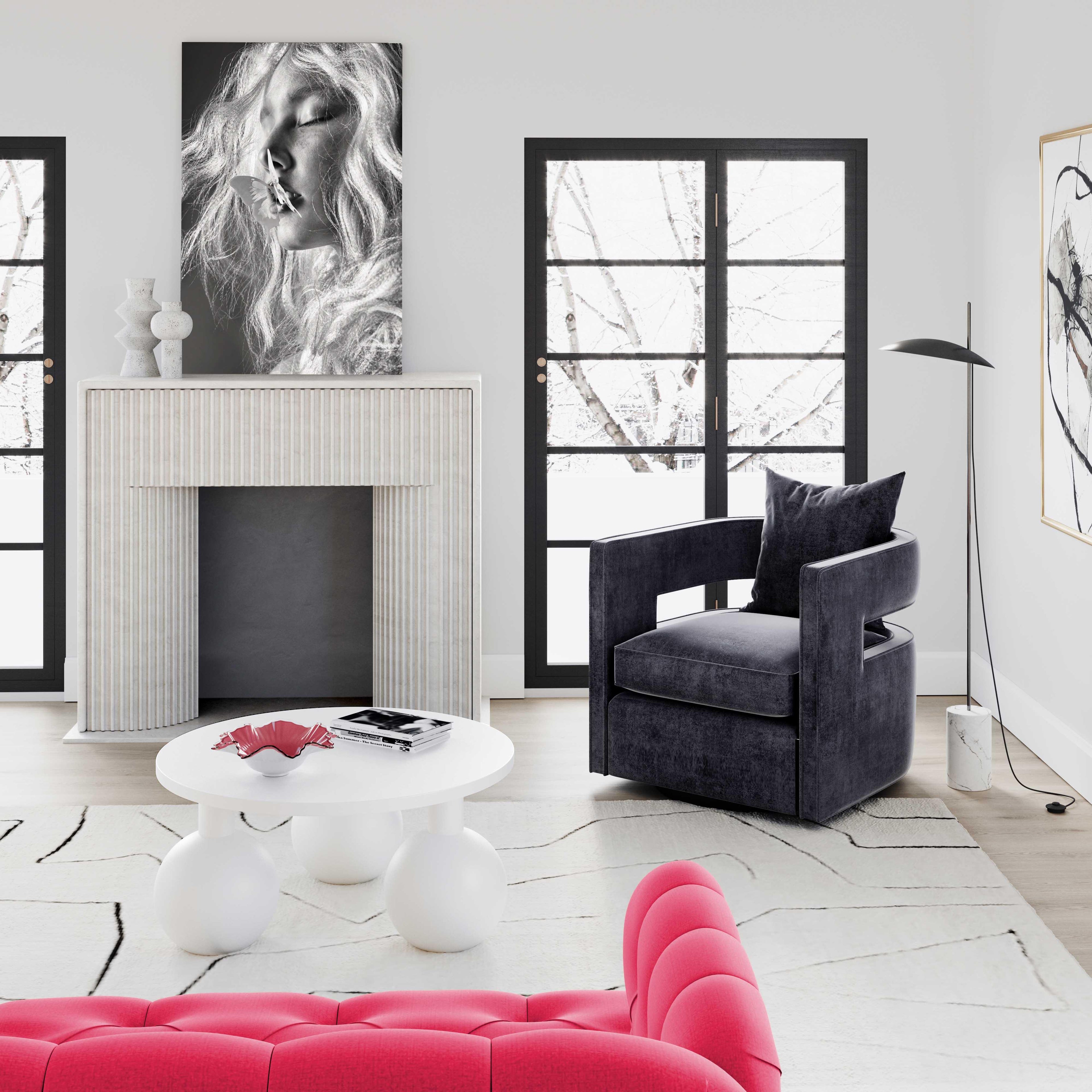 Kennedy Performance Velvet Swivel Accent Chair