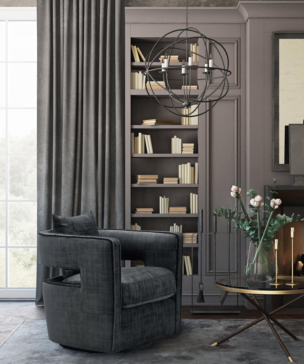 Kennedy Performance Velvet Swivel Accent Chair