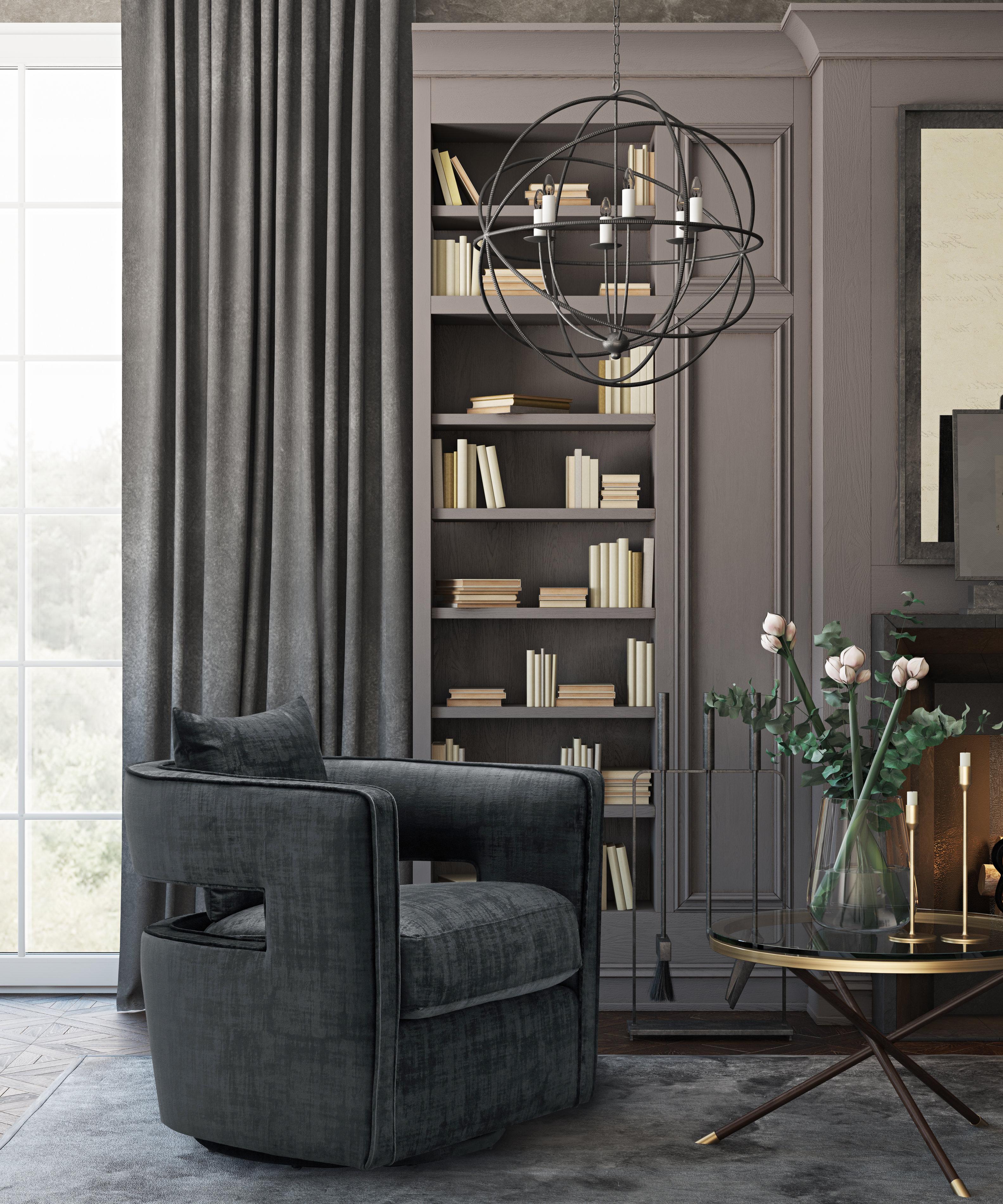 Kennedy Performance Velvet Swivel Accent Chair