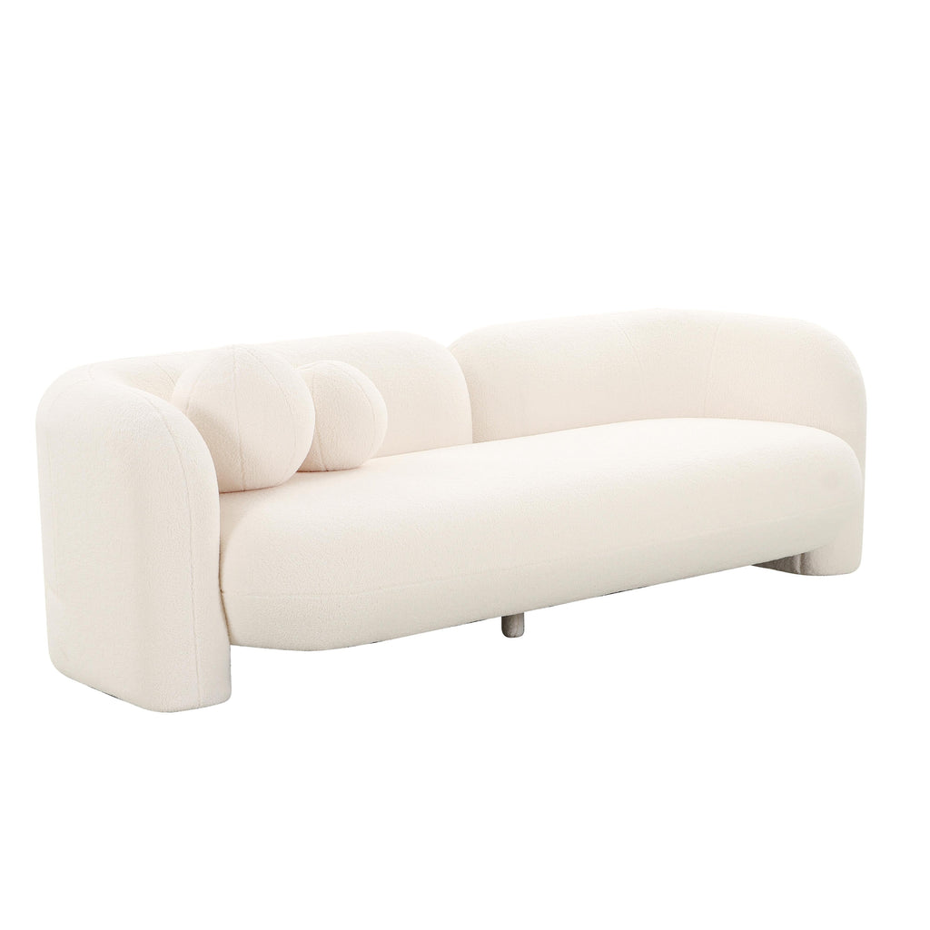 Amelie 91" Contract-Grade Faux Fur Sofa — Cream null