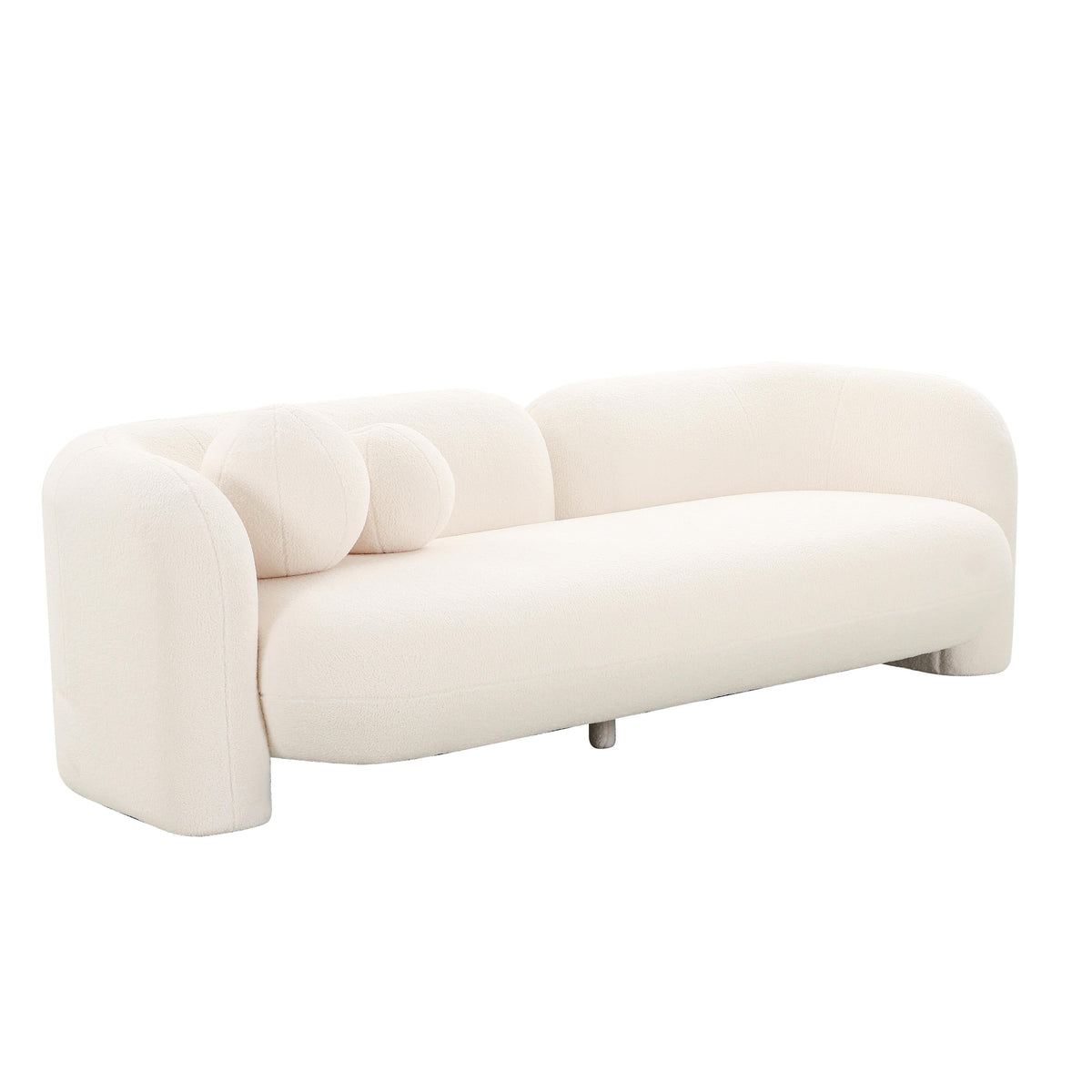 Amelie 91" Contract-Grade Faux Fur Sofa — Cream null