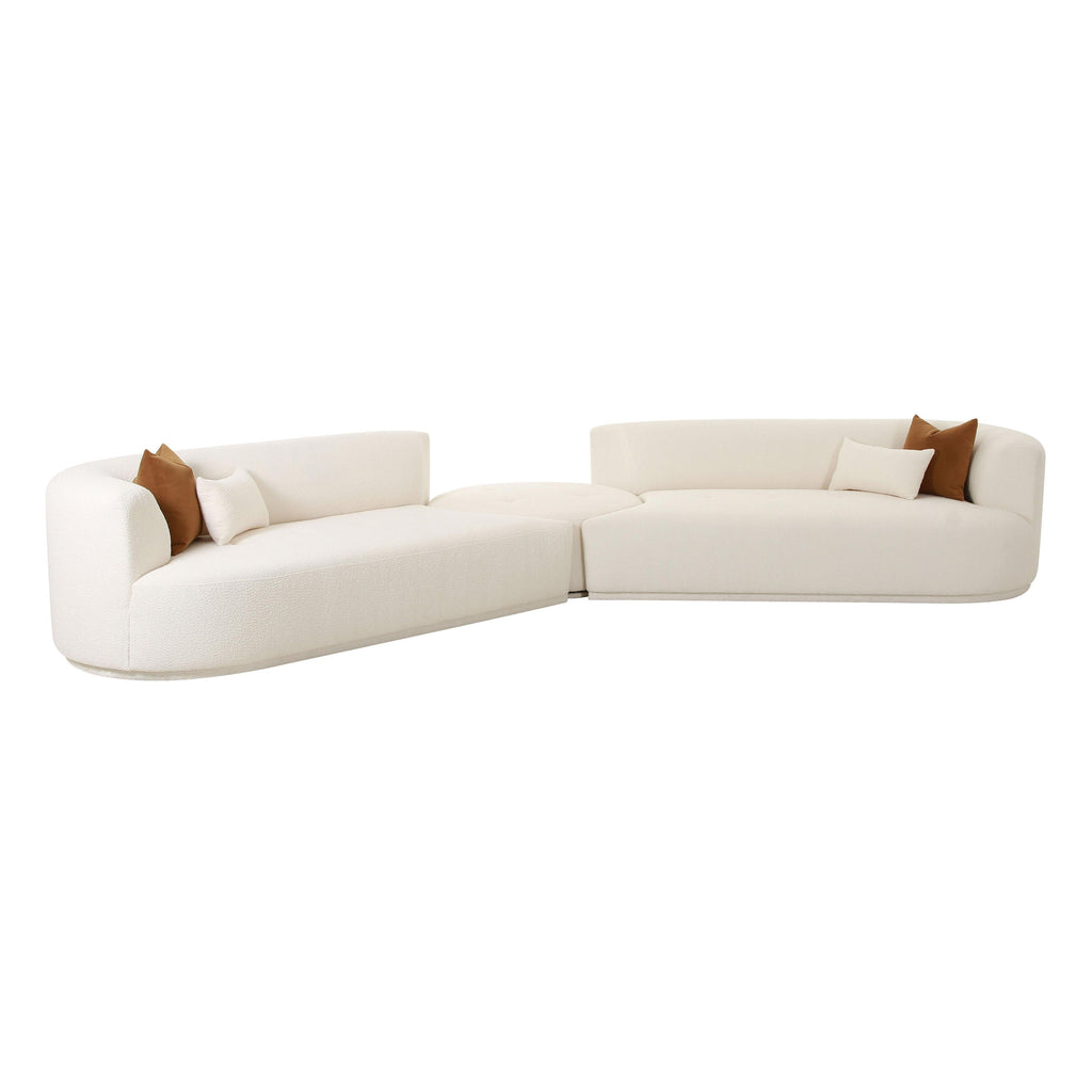 Fickle 3-Piece Cream Performance Boucle Modular Sectional