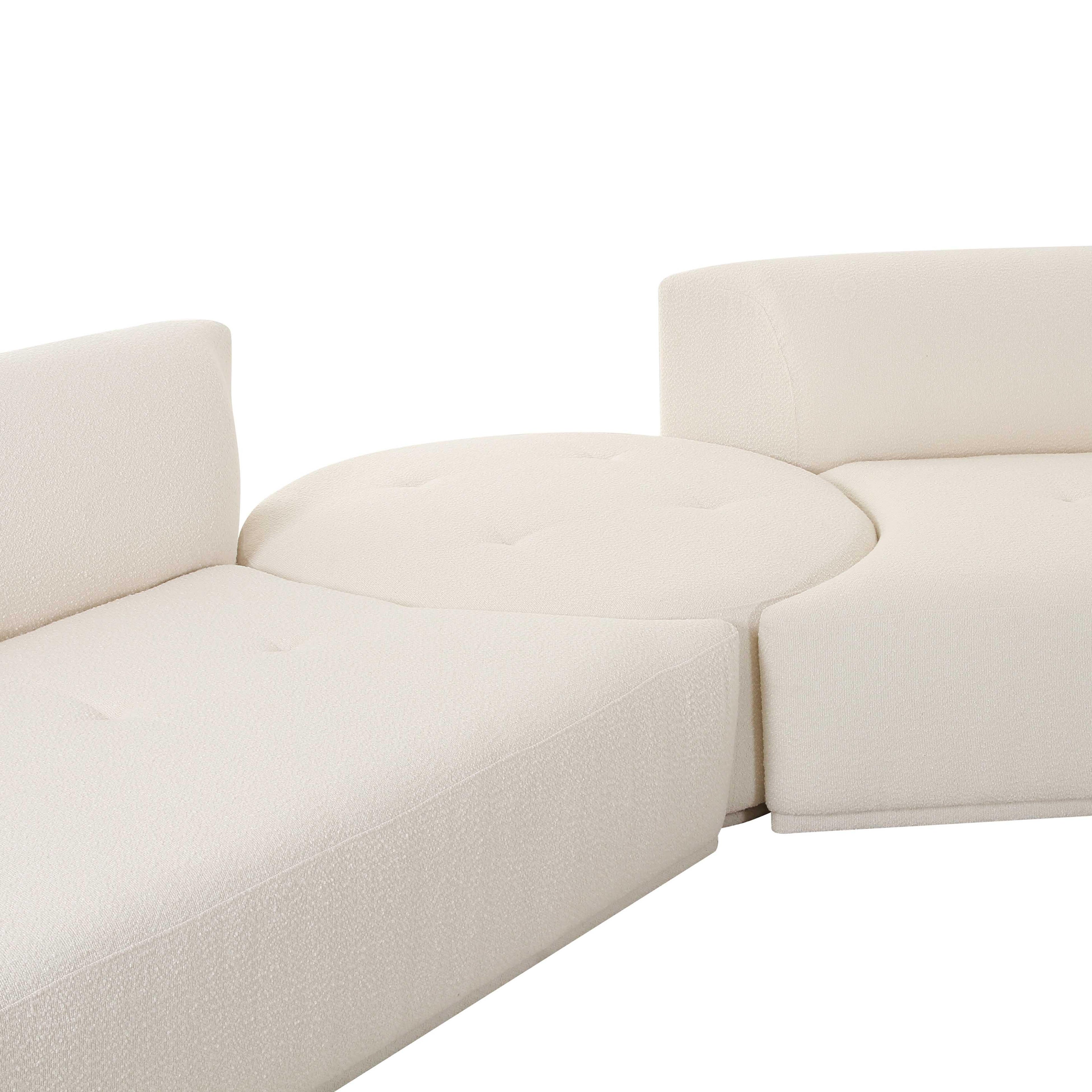 Fickle 3-Piece Cream Performance Boucle Modular Sectional
