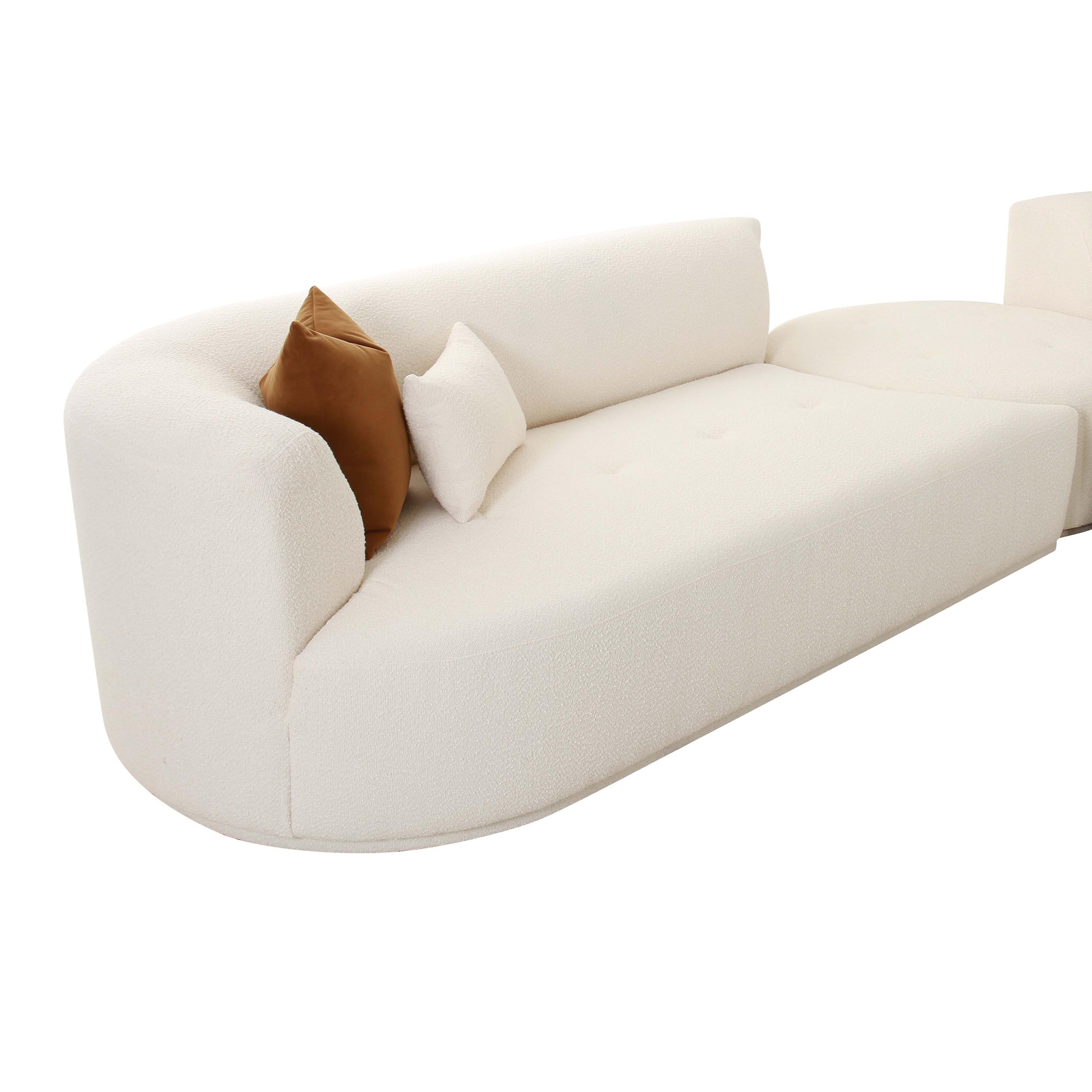 Fickle 3-Piece Cream Performance Boucle Modular Sectional