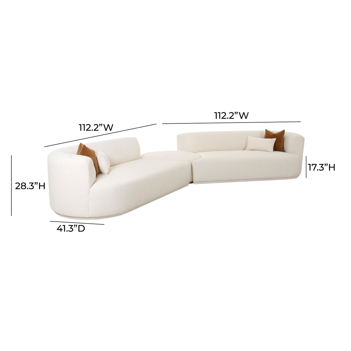 Fickle 3-Piece Cream Performance Boucle Modular Sectional