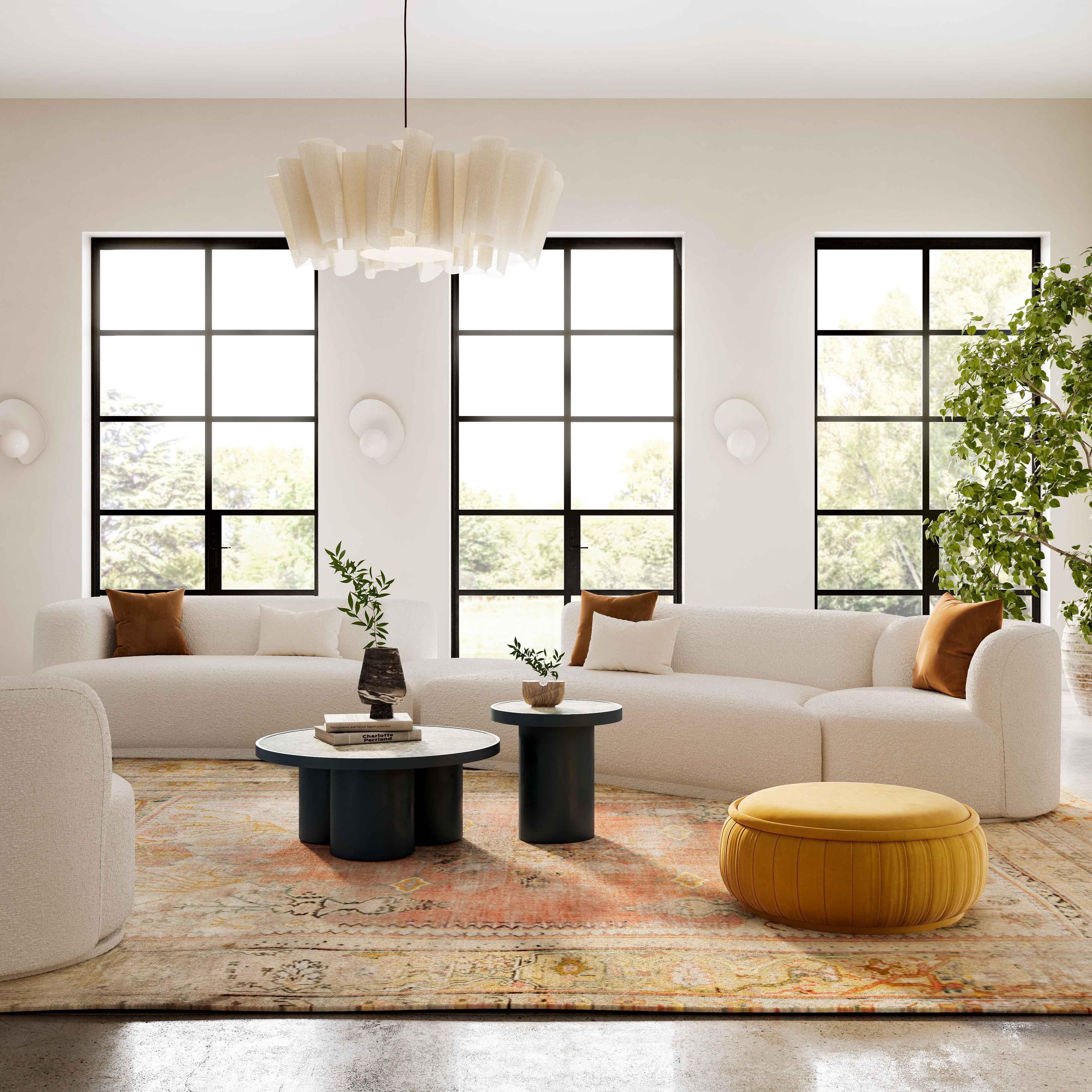 Fickle 4-Piece Cream Performance Boucle Modular Sectional