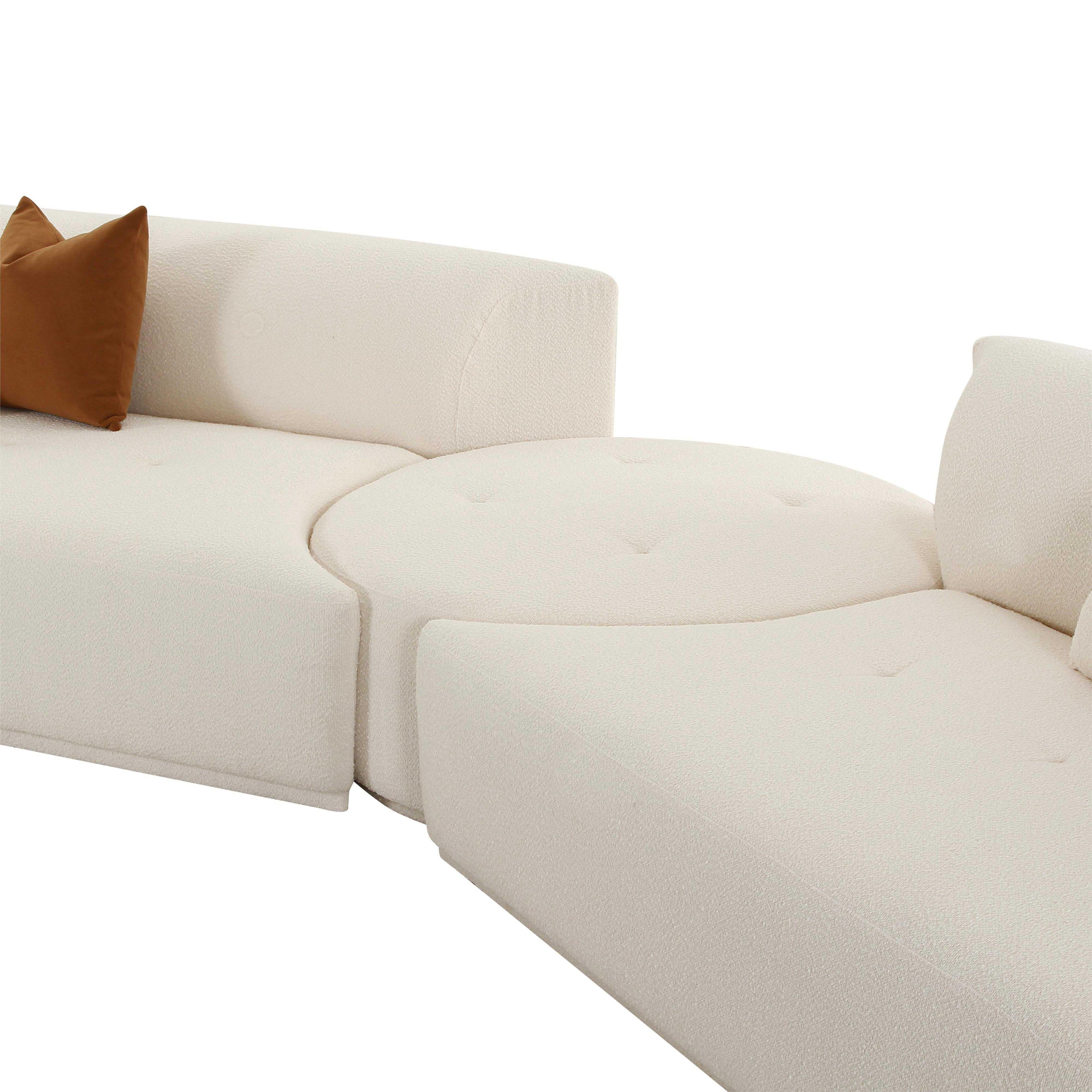 Fickle 4-Piece Cream Performance Boucle Modular Sectional