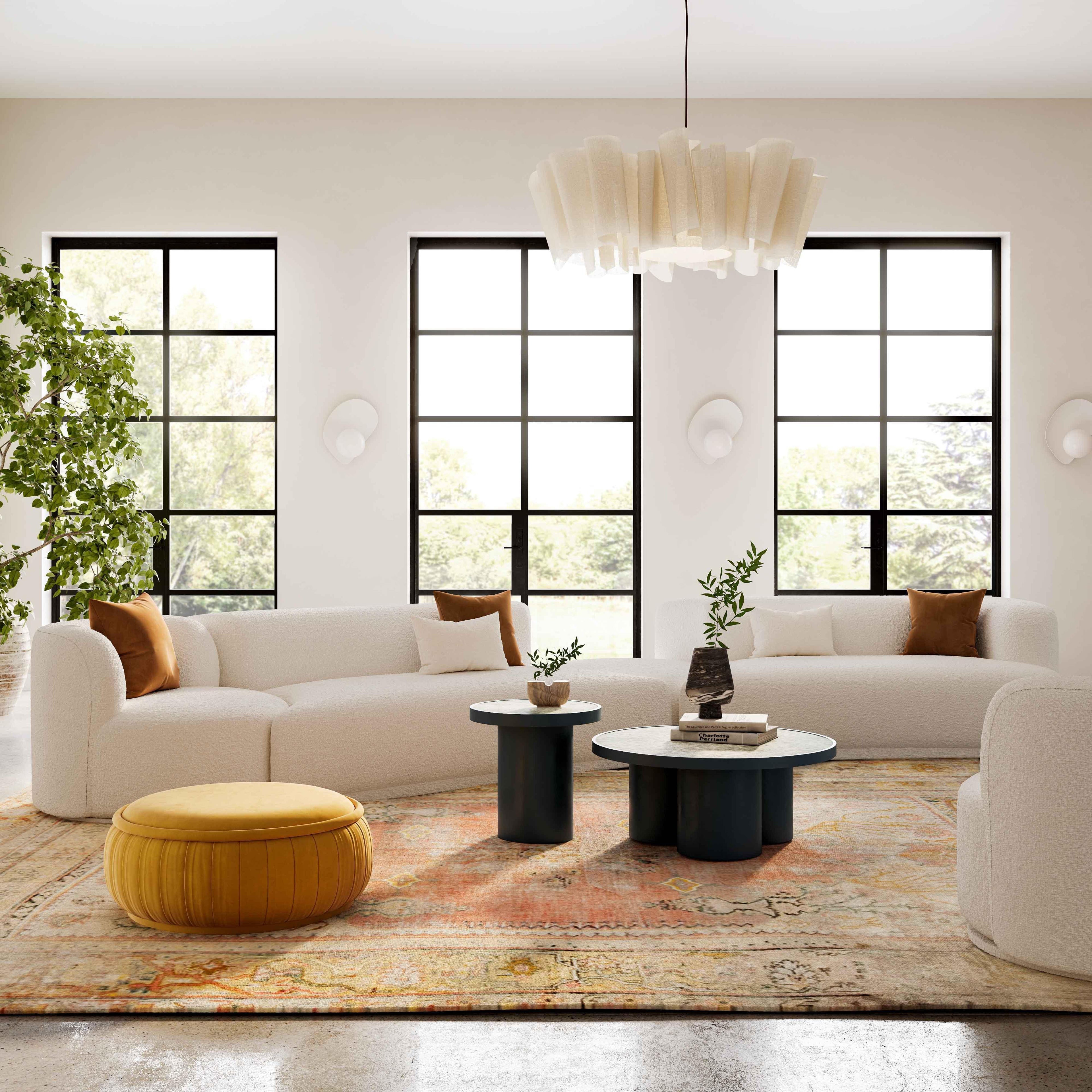 Fickle 4-Piece Cream Performance Boucle Modular Sectional