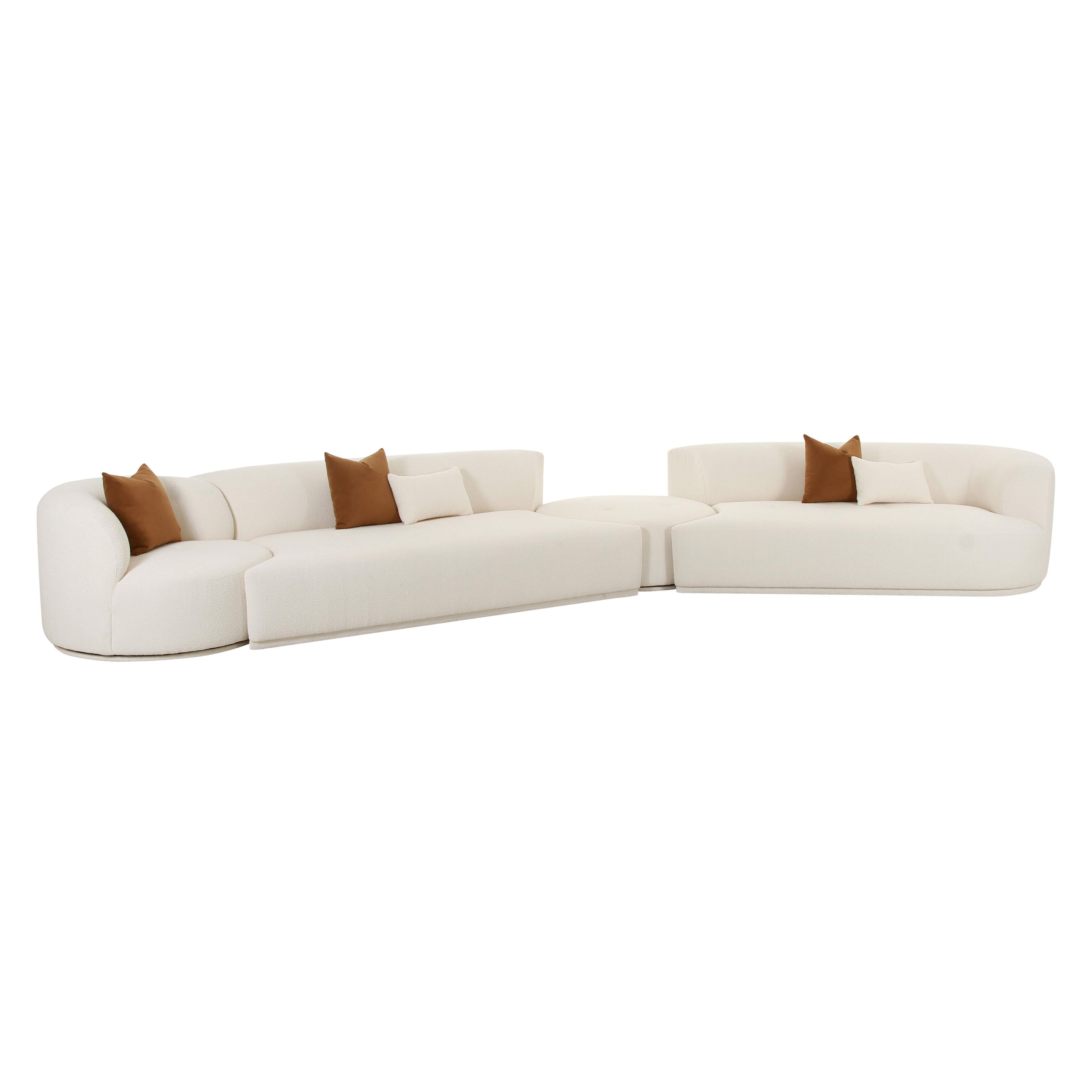 Fickle 4-Piece Cream Performance Boucle Modular Sectional