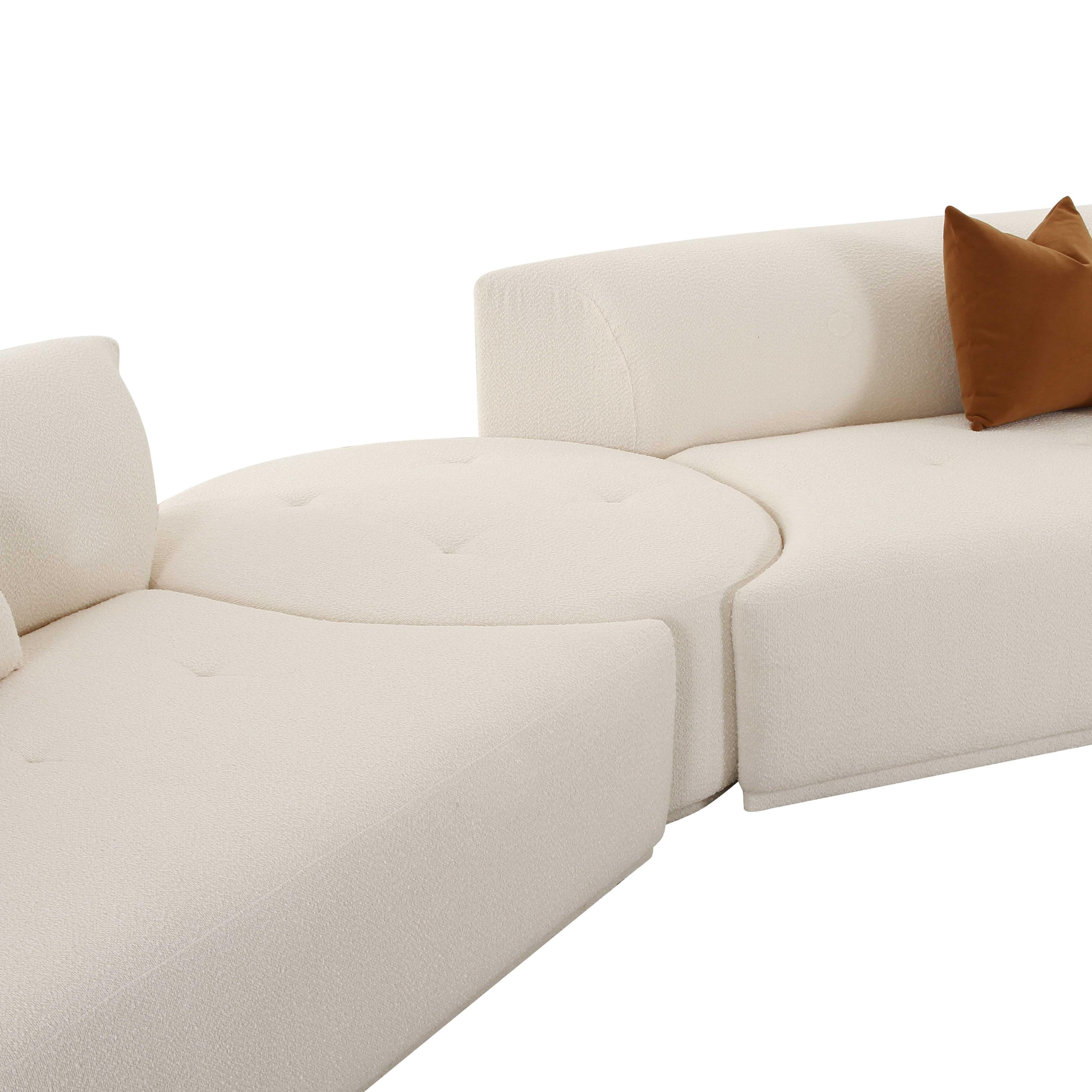 Fickle 4-Piece Cream Performance Boucle Modular Sectional