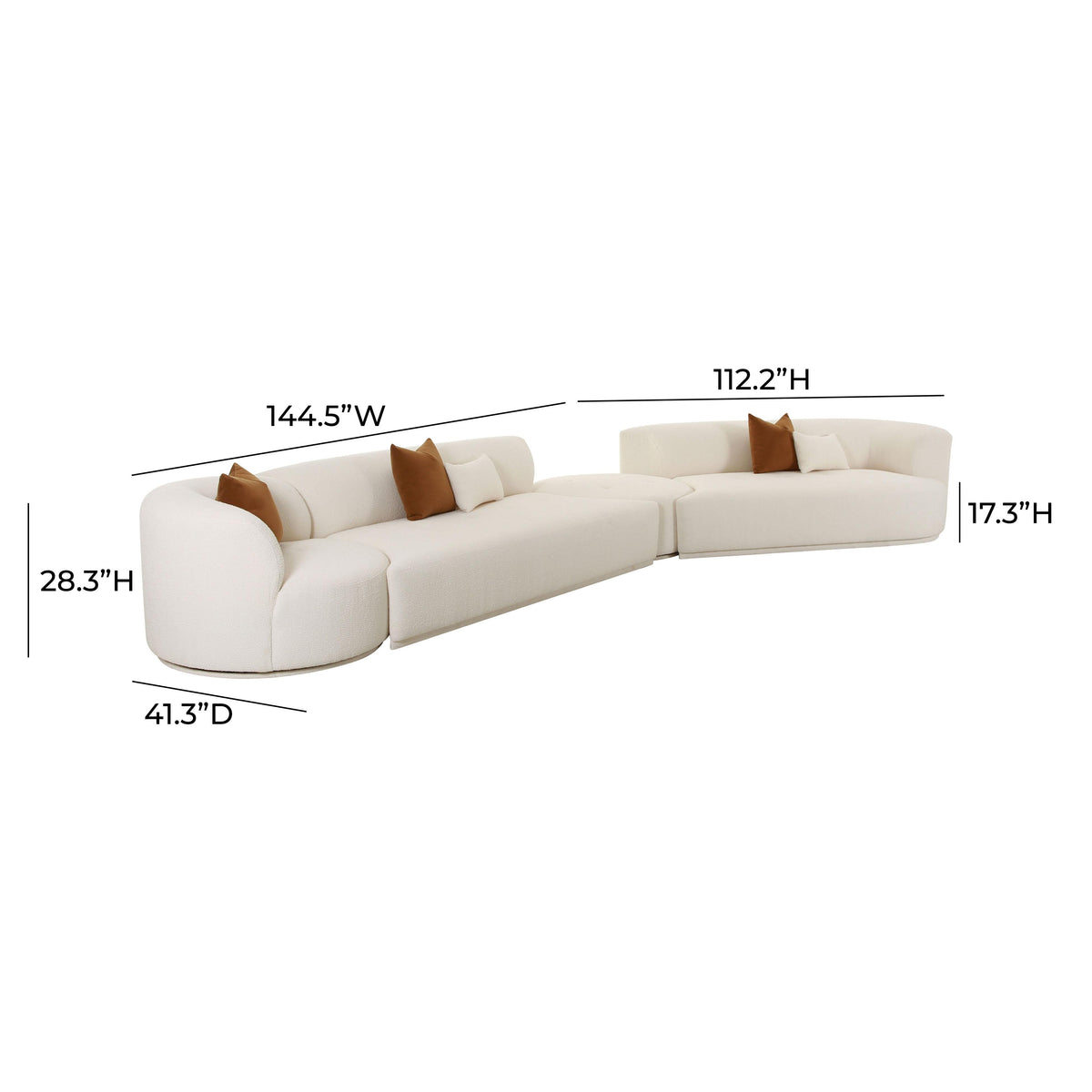 Fickle 4-Piece Cream Performance Boucle Modular Sectional