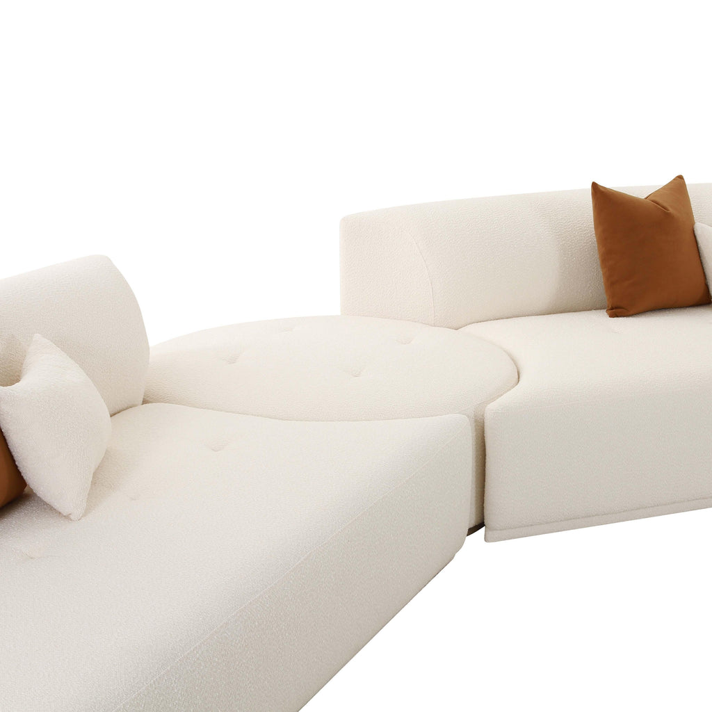Fickle Cream Performance Boucle 5-Piece Modular Chaise Sectional