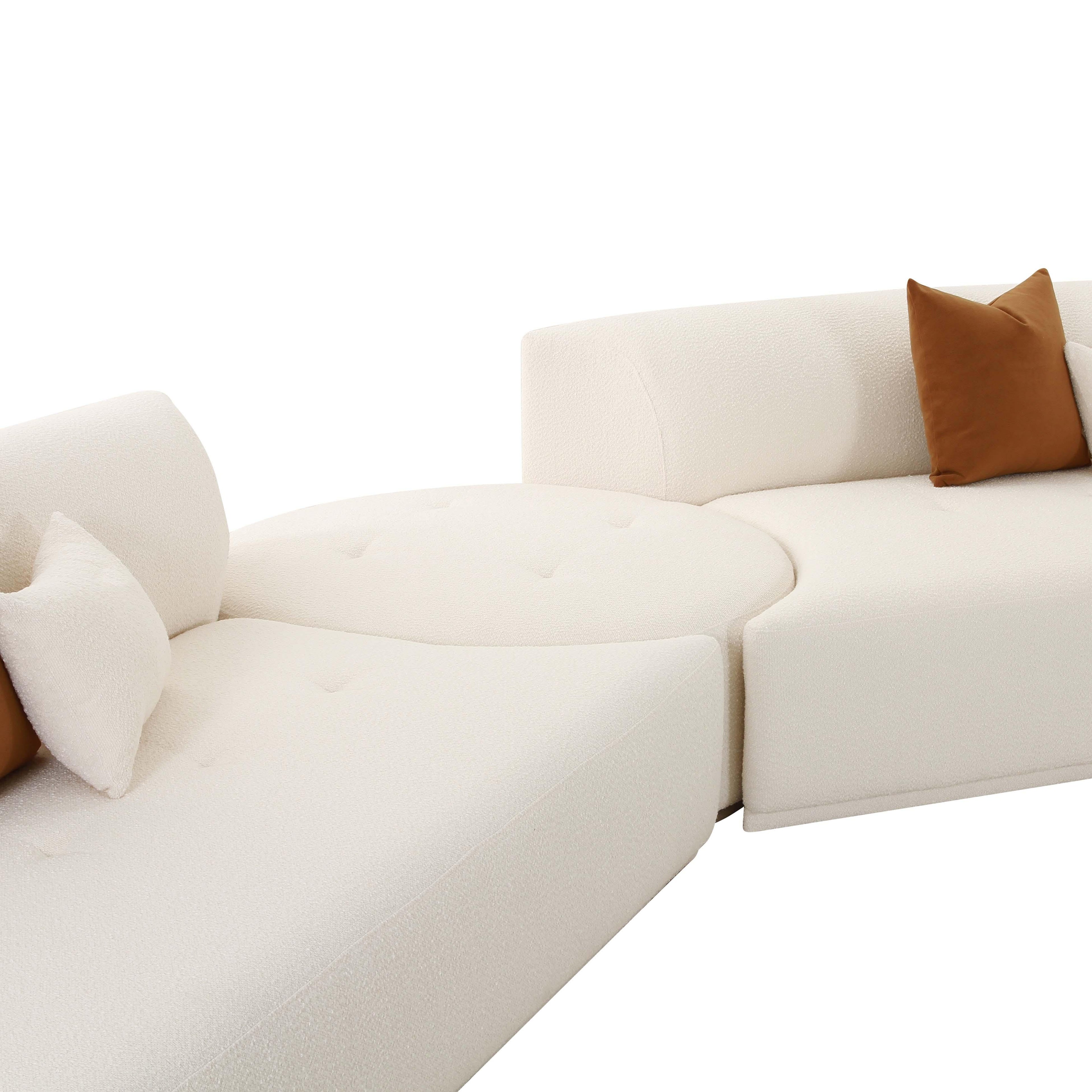 Fickle Cream Performance Boucle 5-Piece Modular Chaise Sectional