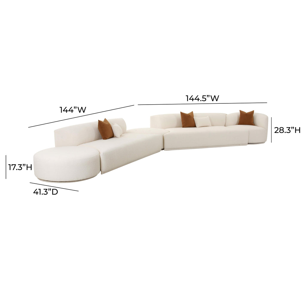 Fickle Cream Performance Boucle 5-Piece Modular Chaise Sectional
