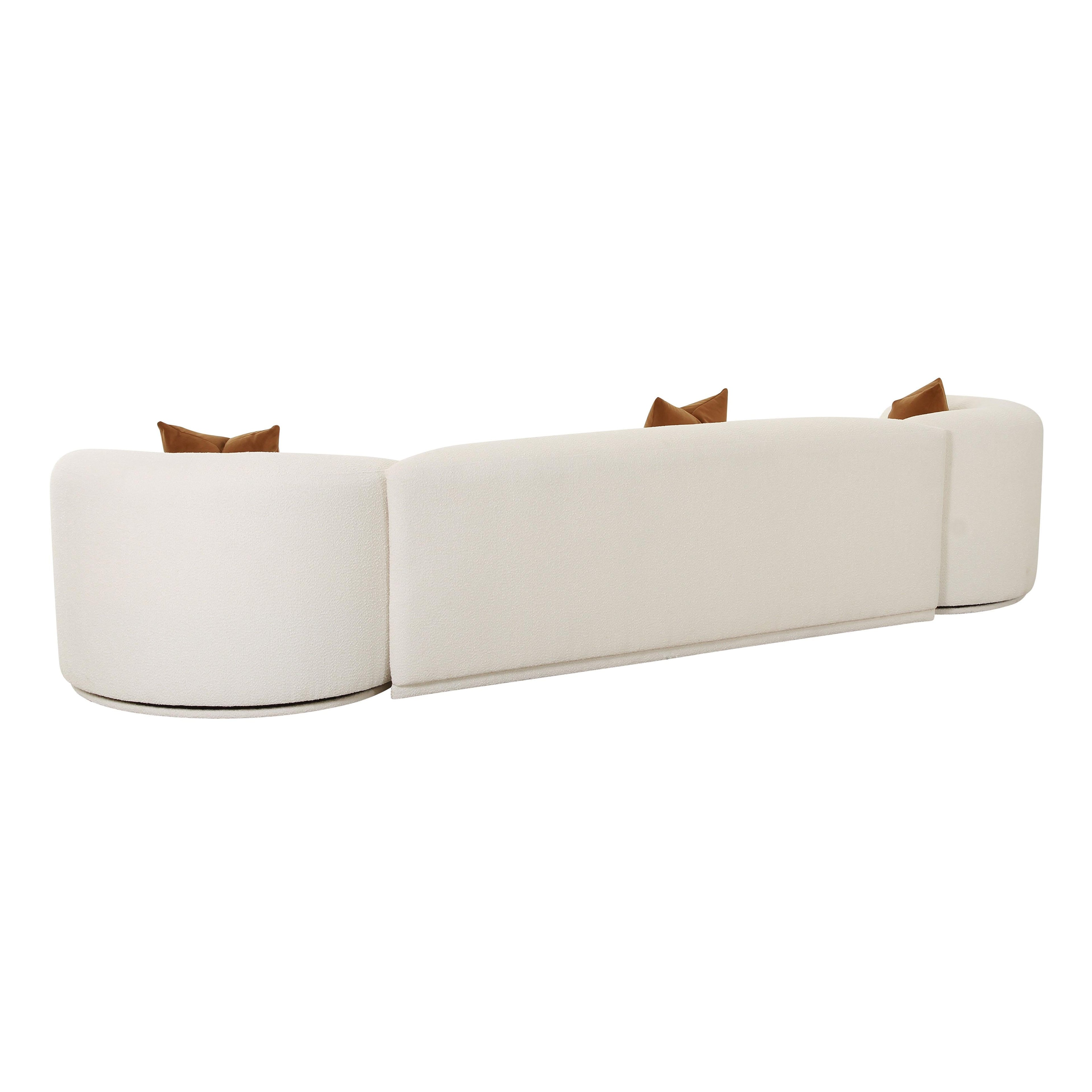Fickle 144" 3-Piece Cream Performance Boucle Modular Sofa