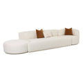 Fickle 144" 3-Piece Cream Performance Boucle Chaise Modular Sofa