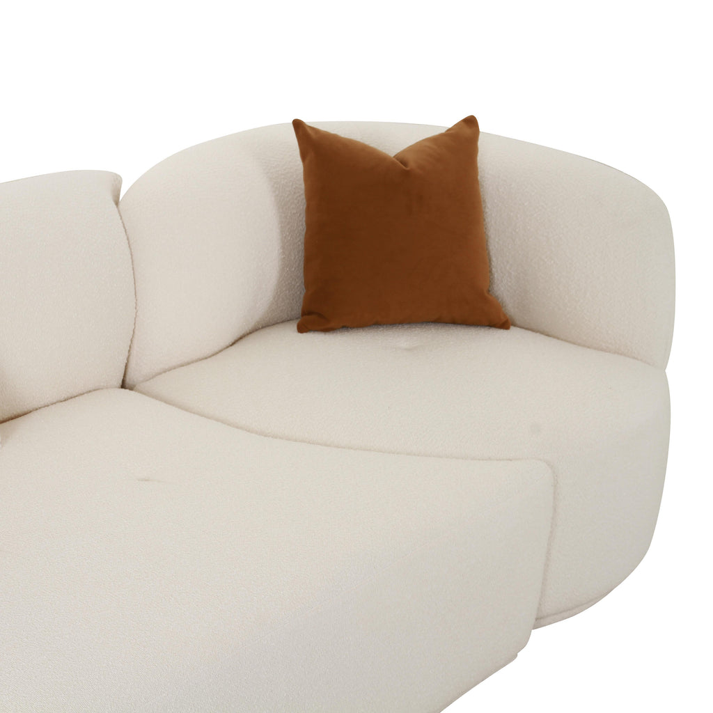 Fickle 144" 3-Piece Cream Performance Boucle Chaise Modular Sofa
