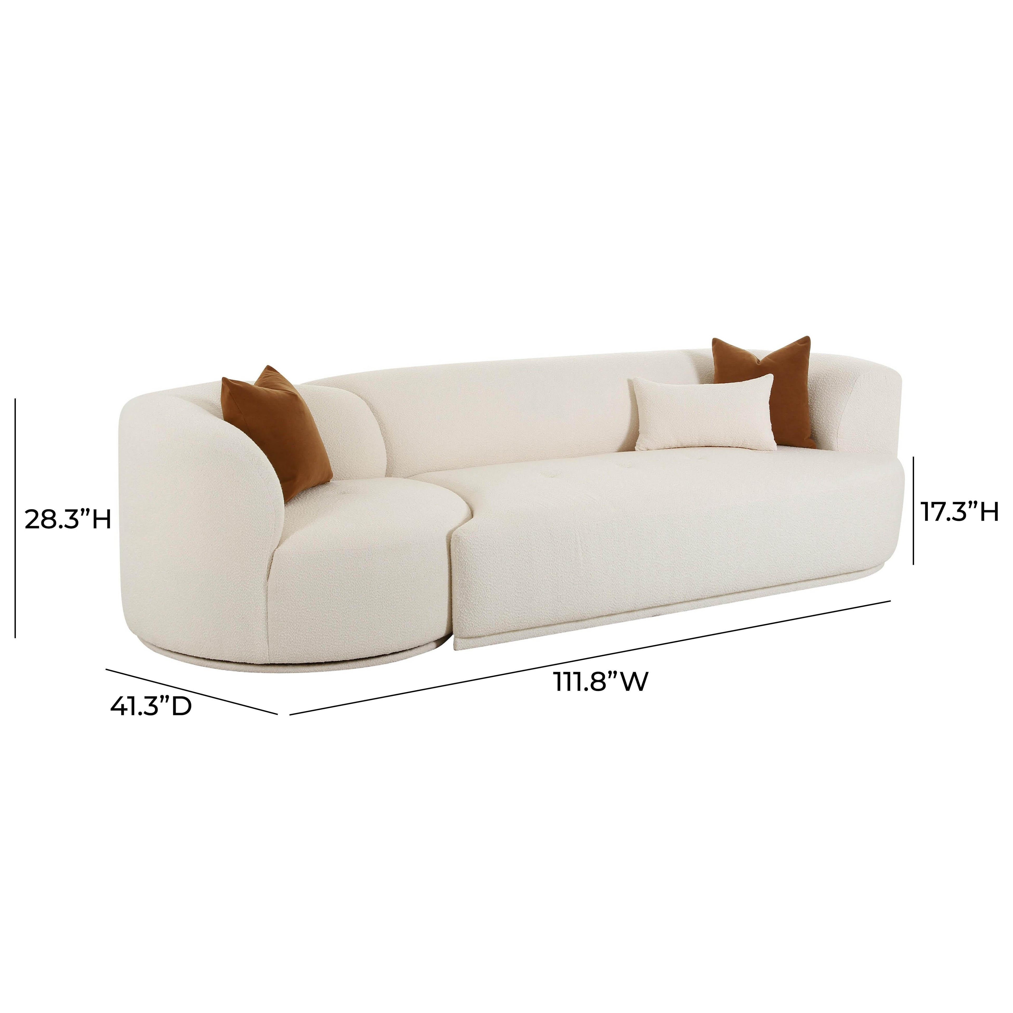 Fickle Cream Performance Boucle 2-Piece Modular Sofa