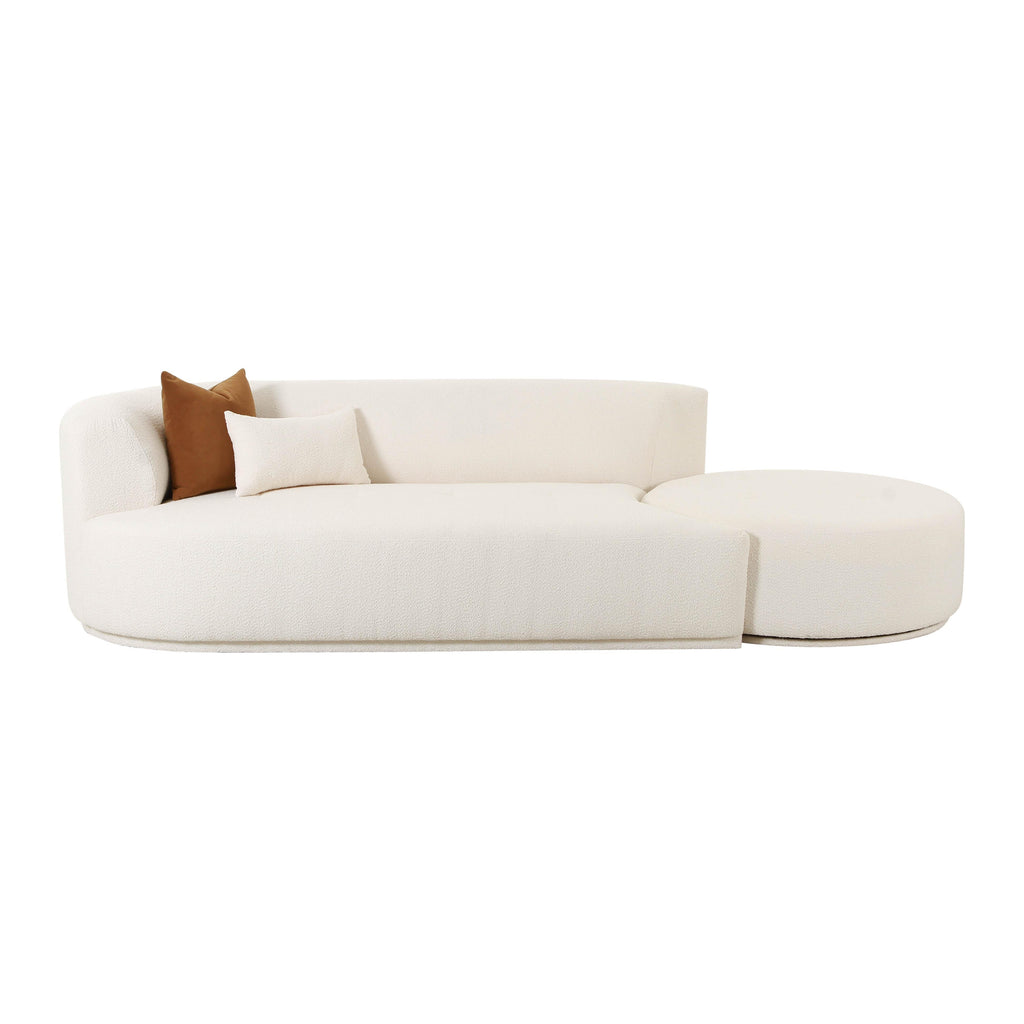 Fickle 112" 2-Piece Cream Performance Boucle Chaise Modular Sofa
