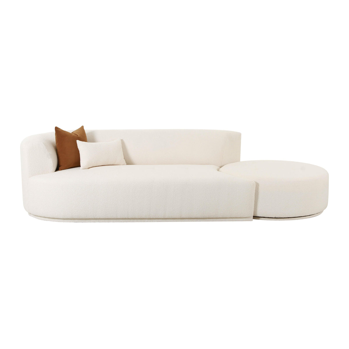 Fickle 112" 2-Piece Cream Performance Boucle Chaise Modular Sofa