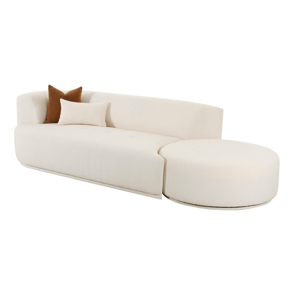 Fickle 112" 2-Piece Cream Performance Boucle Chaise Modular Sofa