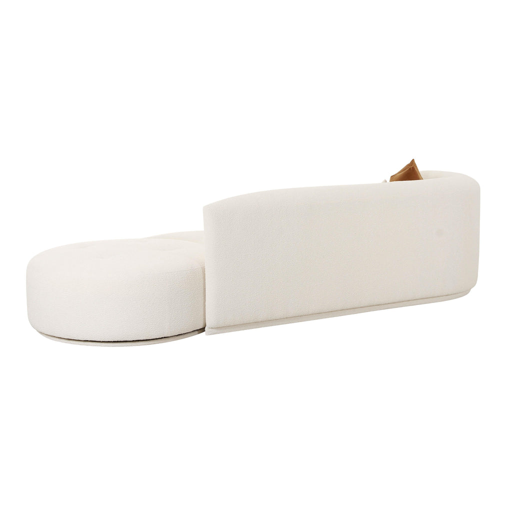 Fickle 112" 2-Piece Cream Performance Boucle Chaise Modular Sofa