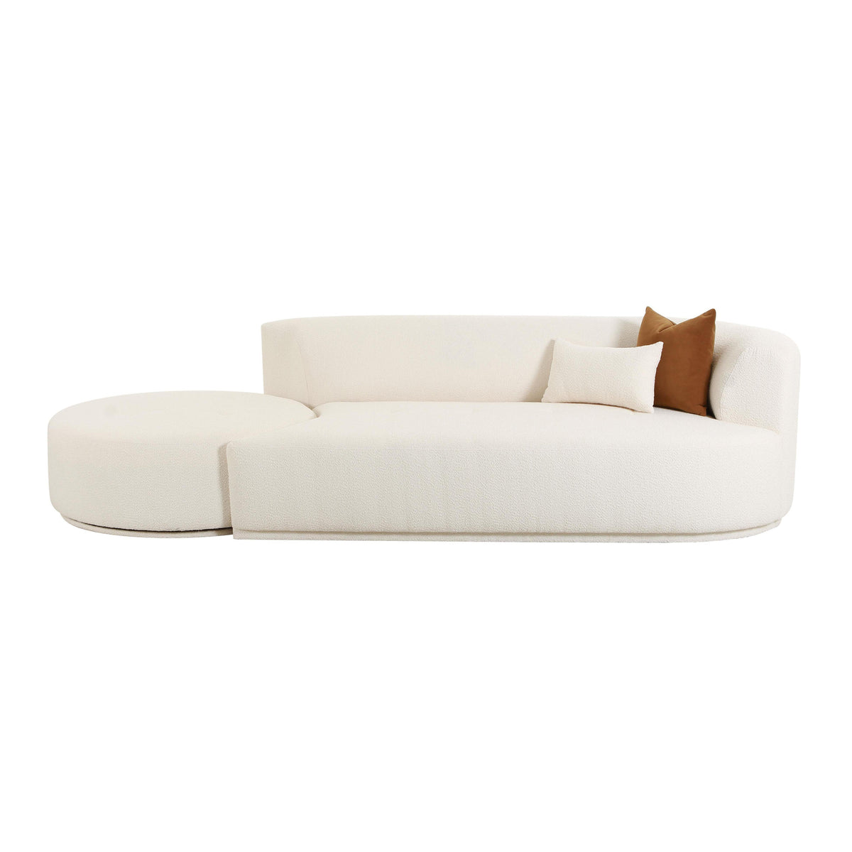 Fickle 112" 2-Piece Cream Performance Boucle Chaise Modular Sofa