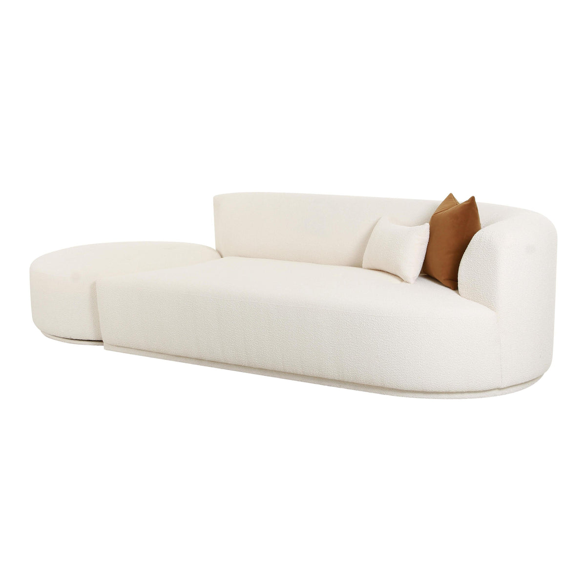 Fickle 112" 2-Piece Cream Performance Boucle Chaise Modular Sofa