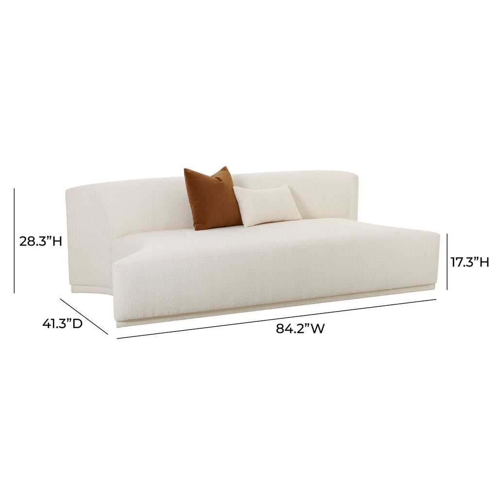 Fickle 84" Cream Performance Boucle Modular Armless Loveseat