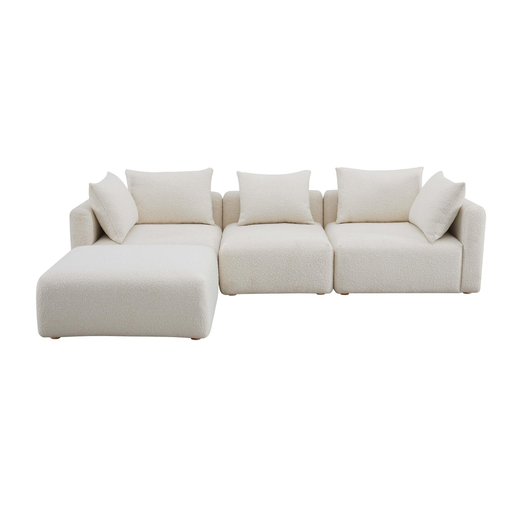 Hangover 4-Piece Cream Performance Boucle Modular Sectional